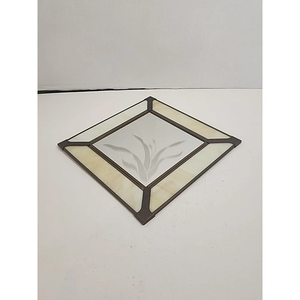 Vintage Crowning Touch Leaded Stained Glass Diamond-Shaped Wall Mirror 9